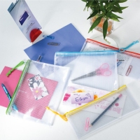 齐心A1154，A4网格拉链袋(爆款一口价），防水拉边袋透明A4文件袋子 整理网纹收纳袋