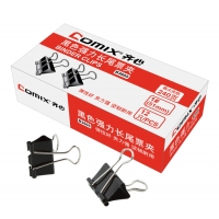 齐心B3609，黑色强力长尾票夹(5#，75页，盒装)