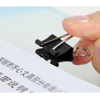 齐心B3610，黑色强力长尾票夹(6#，55页，盒装)