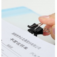 齐心B3629，黑色长尾夹(19mm，40只筒装）