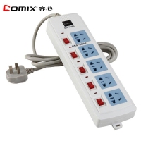 齐心QDA-3578，电脑插座 排插 5位5开独立开关转换器2.5米长