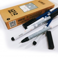 联优212，0.5MM学生中性笔/全针管-（牛皮纸盒系列L212），瓷物集学生中性笔/黑色/蓝色（L212）