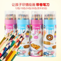 （特惠品）小树苗QN512401，24色筒装彩铅（1/12/120）甜品时光彩色铅笔