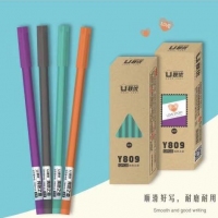 联优809，0.5mm学生中性笔/全针管（时尚牛皮纸盒系列），优品学生中性笔/黑色/蓝色（Y809）