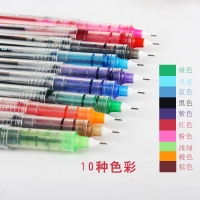 白雪X55-10，直液式走珠笔针管式0.5mm彩色中性笔10色学生办公用签字笔-10色混装