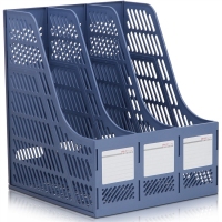 得力9847,三联文件框，三栏资料架，ABS三联文件栏/文件架，蓝色/灰色/黑色