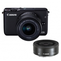 佳能（Canon）EOS M10 微单电可换镜黑色双头套机(变焦15-45镜头+...