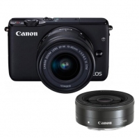 佳能（Canon）EOS M10 微单电可换镜黑色双头套机(变焦15-45镜头+定焦22镜头)（触控翻转LCD 内置WIFI 双头可多场景拍摄） 