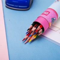 得力68103，汪汪队立大功学生文具桶装12色彩铅中小学生书写彩色铅笔