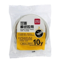 得力30406，18mm双面胶带10码单卷装（爆款）棉纸双面胶带18*10Y