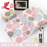 三利8053，76*34cm烟雨天青面巾/竹纤维毛巾中式成人印花双面纱布/柔软女...