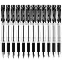 爆款*得力S20，0.7mm透明笔杆中性笔（12/144/1728），子弹头大气中性笔 黑色中性笔