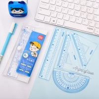 得力71960，小茗同学套尺塑料直尺三角尺量角器尺子四件套
