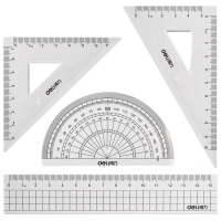 得力71963，学生套尺卡通可爱尺子四件套小学生儿童直尺尺子套装 