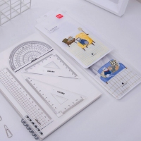 得力71963，学生套尺卡通可爱尺子四件套小学生儿童直尺尺子套装 