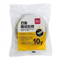 得力30407，24MM双面胶带（单卷装）高粘24MM棉纸双面胶带财务办公手工胶带