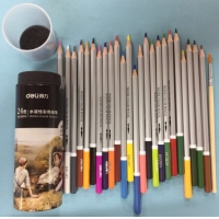 得力68100，24色水溶性彩铅/学生用彩色铅笔手绘专业可溶性绘画笔套装