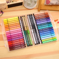 得力70660，48色三角粗头杆可水洗水彩笔塑料盒装涂色笔儿童涂鸦 