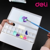 得力9401，17格多功能折叠颜料调色盒 美术生专用调色碟 水粉水彩调色盘 