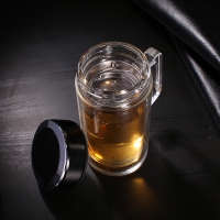 得力6103，320ml玻璃杯便携茶杯过滤泡茶商务办公水杯