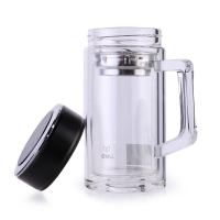 得力6104，420ml玻璃杯便携茶杯过滤泡茶商务办公水杯