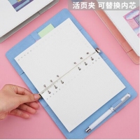 得力SZ606，学生皮面手账本日程计划本记事本创意旅行手册活页手账本 白色 (大号8.5in)