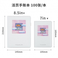 得力SZ606，学生皮面手账本日程计划本记事本创意旅行手册活页手账本 白色 (大号8.5in)