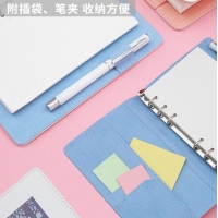 得力SZ607，A6学生皮面手账本日程计划本记事本创意旅行手册活页手账本 白色 (大号7in)
