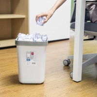 得力18821，12L塑料方形带压圈垃圾桶废纸篓大容量办公室用家