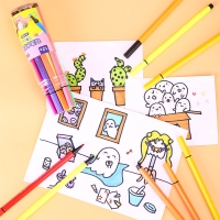 得力70695，24色三角杆水彩笔彩色笔绘画笔套装可水洗幼儿园儿童