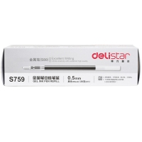 得力S759，中性笔芯0.5mm子弹头黑水笔芯S80金属笔专用替芯-20支/盒