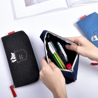 得力66755，牛仔风笔袋学生用大容量文具袋 高中生多功能铅笔袋