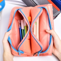 得力66750，翻盖式笔袋简约笔袋多功能收纳袋时尚创意笔袋学生笔袋大容量文具盒 