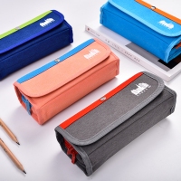 得力66750，翻盖式笔袋简约笔袋多功能收纳袋时尚创意笔袋学生笔袋大容量文具盒 