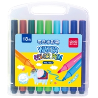 得力7063，18色水彩笔三角笔杆大容量可水洗 学生绘画水彩笔
