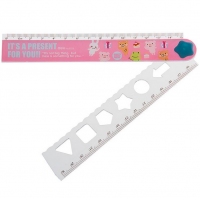 得力6225，卡通创意折叠直尺 30cm 尺子 彩色波浪线塑料尺学生文具 
