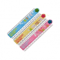 得力6225，卡通创意折叠直尺 30cm 尺子 彩色波浪线塑料尺学生文具 