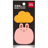 得力6439，荧光百事贴卡通动物告示贴便条纸N次贴便签贴随手贴138*70mm-20页