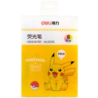 得力33376，6色荧光笔皮卡丘系列荧光笔涂改笔标注标记彩色涂鸦笔