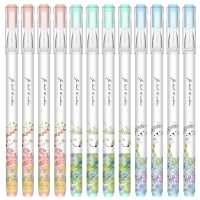得力A061A-02，0.38mm卡通学生全针管中性笔签字笔水笔学生用品