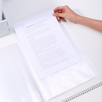 得力72475，资料册A4半透学生试卷收纳文件袋办公用 透明索引资料册-30页