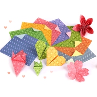 得力6434，30张儿童手工纸彩色心形印花折纸幼儿园小学生创意手工剪刀纸 -15*15cm