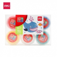 得力67808，12色珍珠泥儿童彩色雪花泥幼儿园手工制作立体粘土玩具