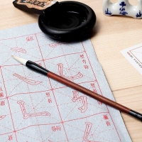 得力74283，兼毫红檀木笔杆毛笔书法练字笔 小号  