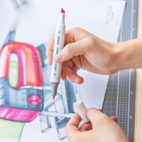 得力70702-24，24色三角杆双头马克笔（1/24）酒精油性马克笔套装 学生手绘漫画设计绘画彩笔画笔记号笔