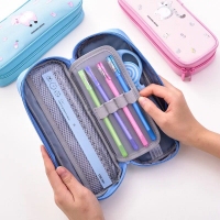 得力66792，笔袋 中小学生文具袋简约大容量帆布笔袋可放20cm尺