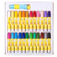 得力72067，24色皮卡丘油画棒儿童蜡笔内增延长器不脏手安全彩画笔