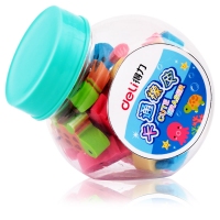 得力7533，小罐装卡通橡皮迷你造型小橡皮擦小学生儿童奖品20粒一罐 