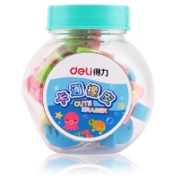 得力7533，小罐装卡通橡皮迷你造型小橡皮擦小学生儿童奖品20粒一罐 