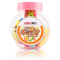 得力7533，小罐装卡通橡皮迷你造型小橡皮擦小学生儿童奖品20粒一罐 